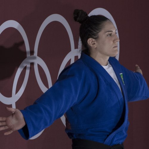 29.07.2021 - Jogos Olímpicos Tóquio 2020 - Judô.  Mayra Aguiar na luta da categoria -78 kg.  Foto de Júlio César Guimarães/COB.